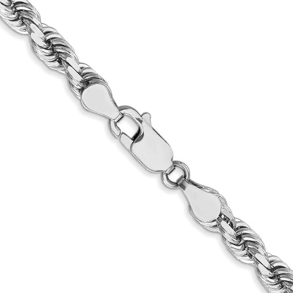 14K White Gold 22 inch 4.5mm Diamond-cut Rope with Lobster Clasp Chain