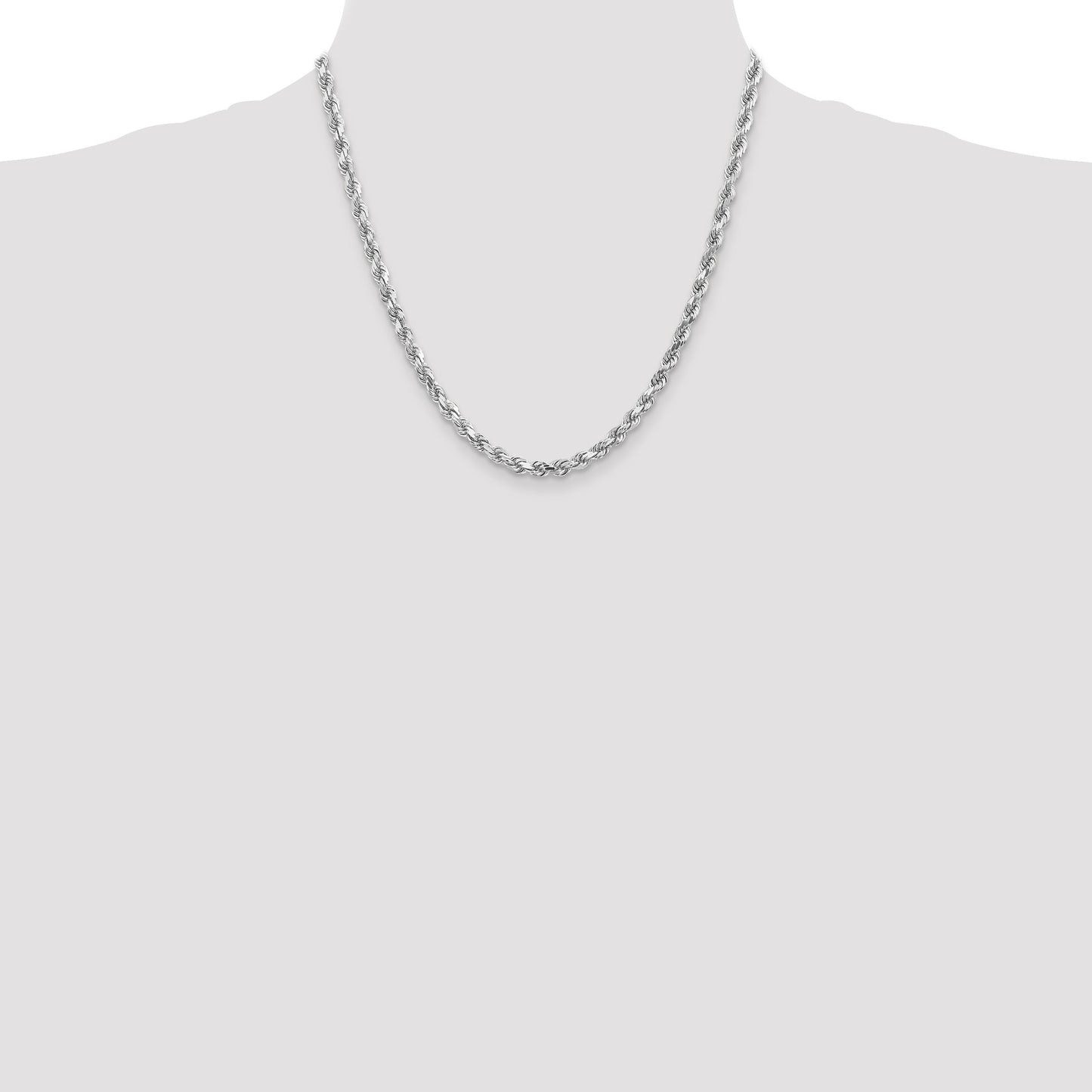 14K White Gold 20 inch 4.5mm Diamond-cut Rope with Lobster Clasp Chain