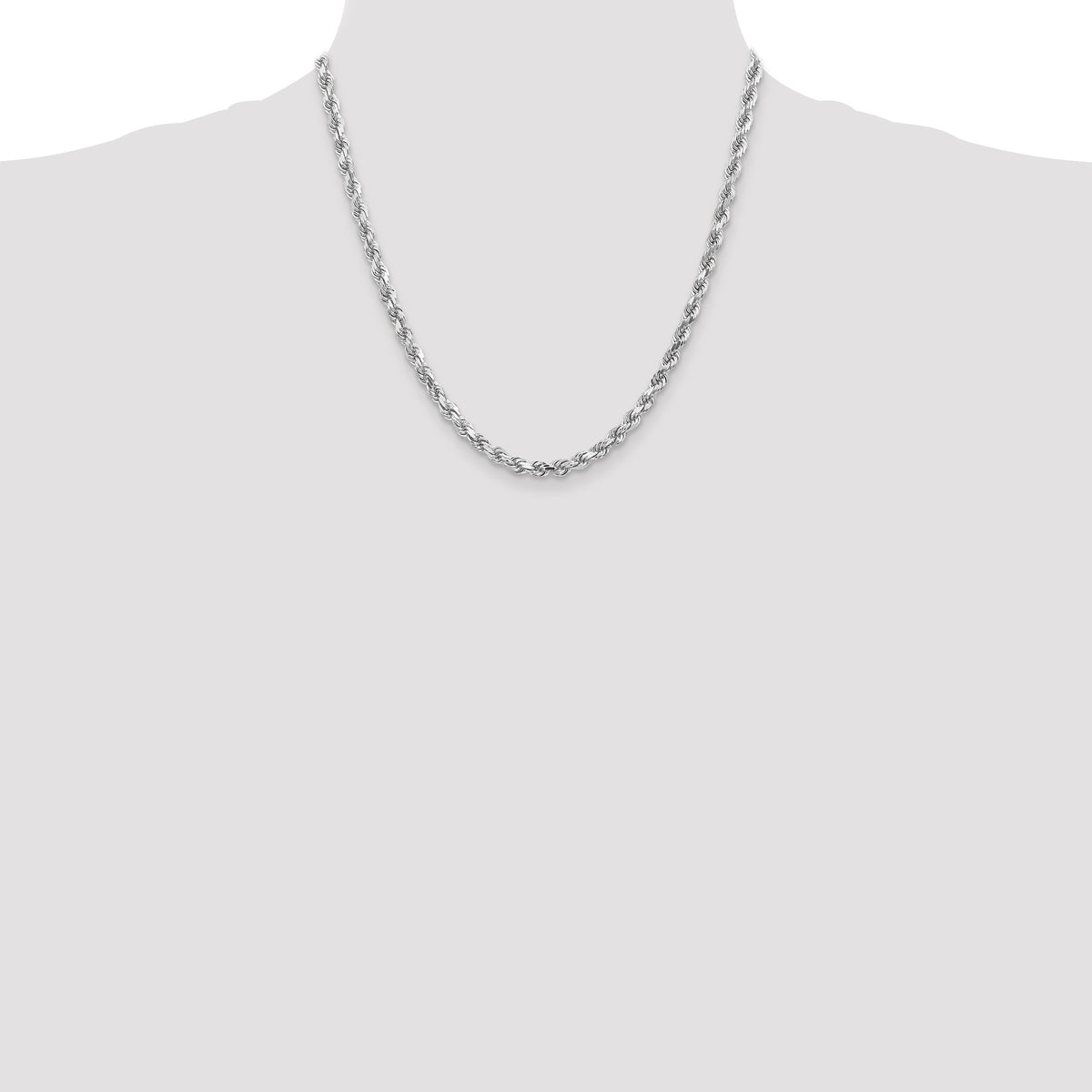 14K White Gold 20 inch 4.5mm Diamond-cut Rope with Lobster Clasp Chain
