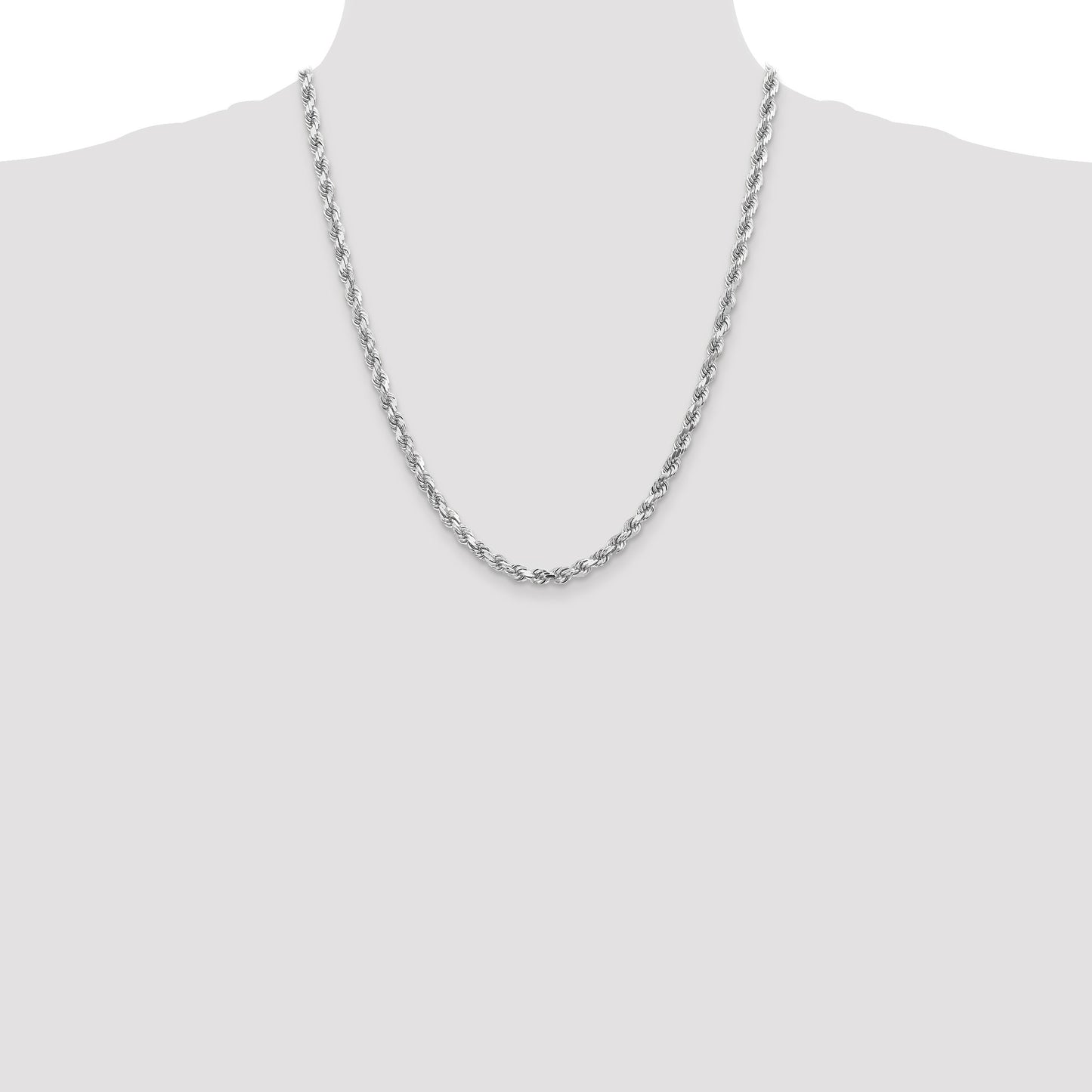 14K White Gold 22 inch 4.5mm Diamond-cut Rope with Lobster Clasp Chain