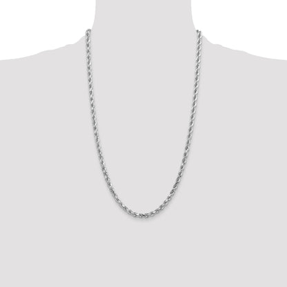 14K White Gold 26 inch 4.5mm Diamond-cut Rope with Lobster Clasp Chain