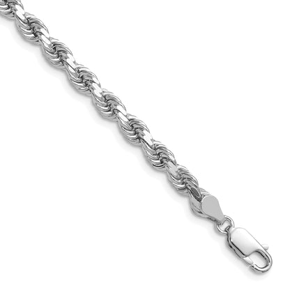 14K White Gold 26 inch 4.5mm Diamond-cut Rope with Lobster Clasp Chain