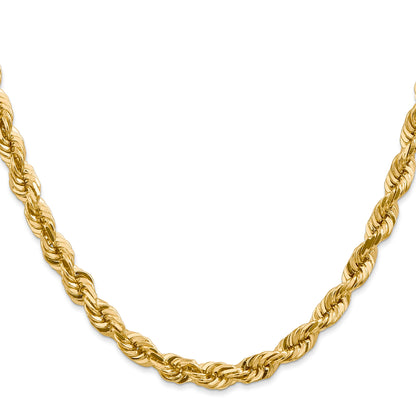 14K 16 inch 5.5mm Diamond-cut Rope with Fancy Lobster Clasp Chain