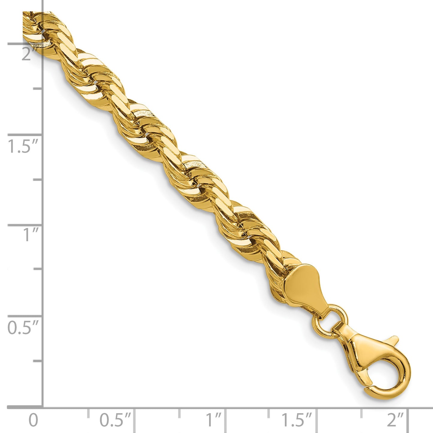 14K 24 inch 5.5mm Diamond-cut Rope with Fancy Lobster Clasp Chain
