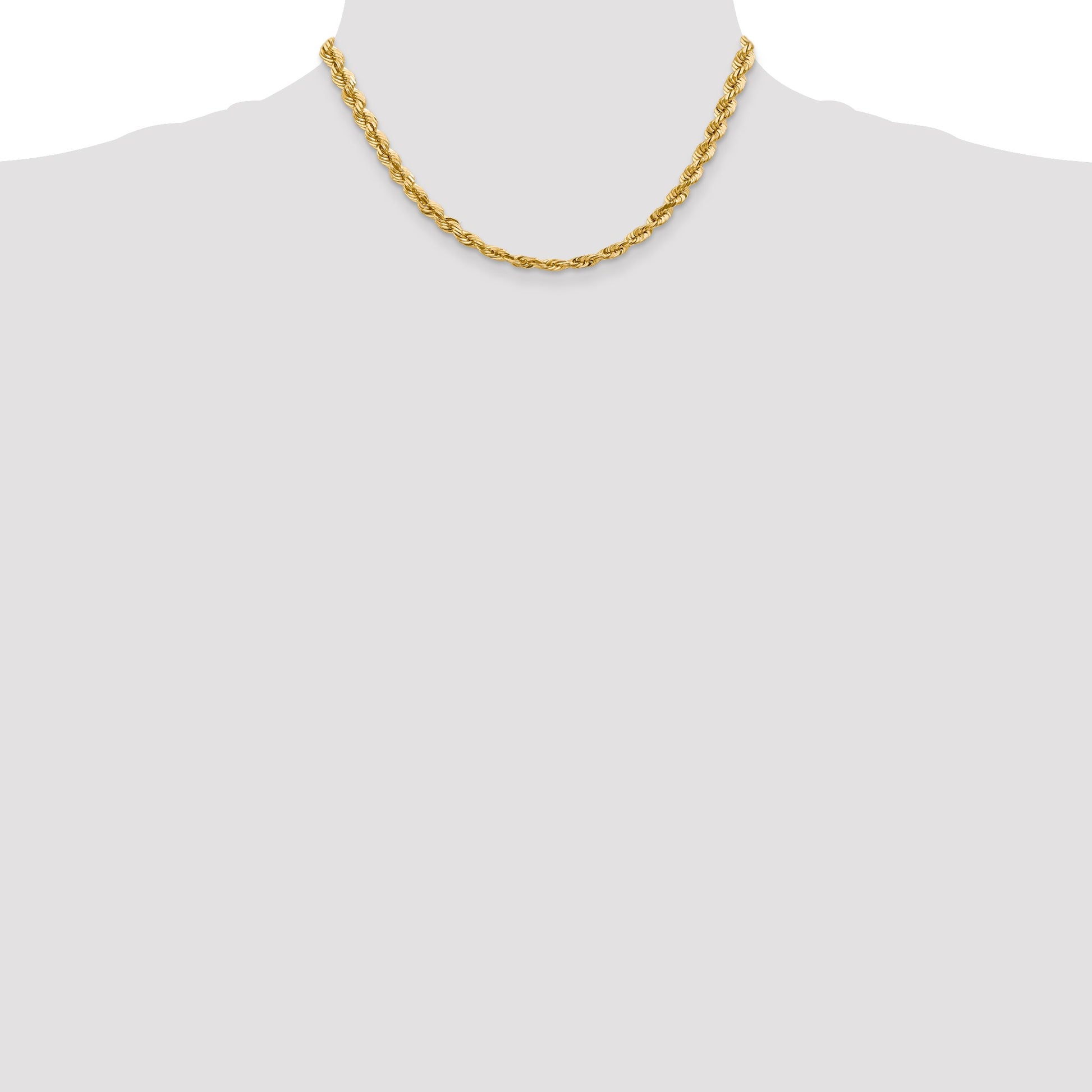 14K 16 inch 5.5mm Diamond-cut Rope with Fancy Lobster Clasp Chain
