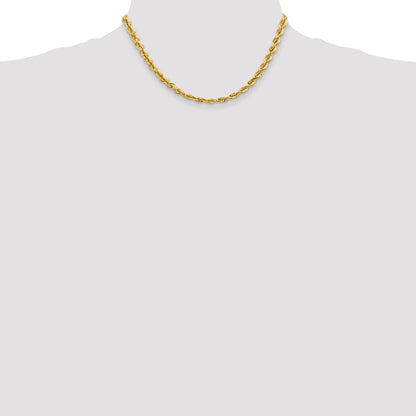 14K 16 inch 5.5mm Diamond-cut Rope with Fancy Lobster Clasp Chain