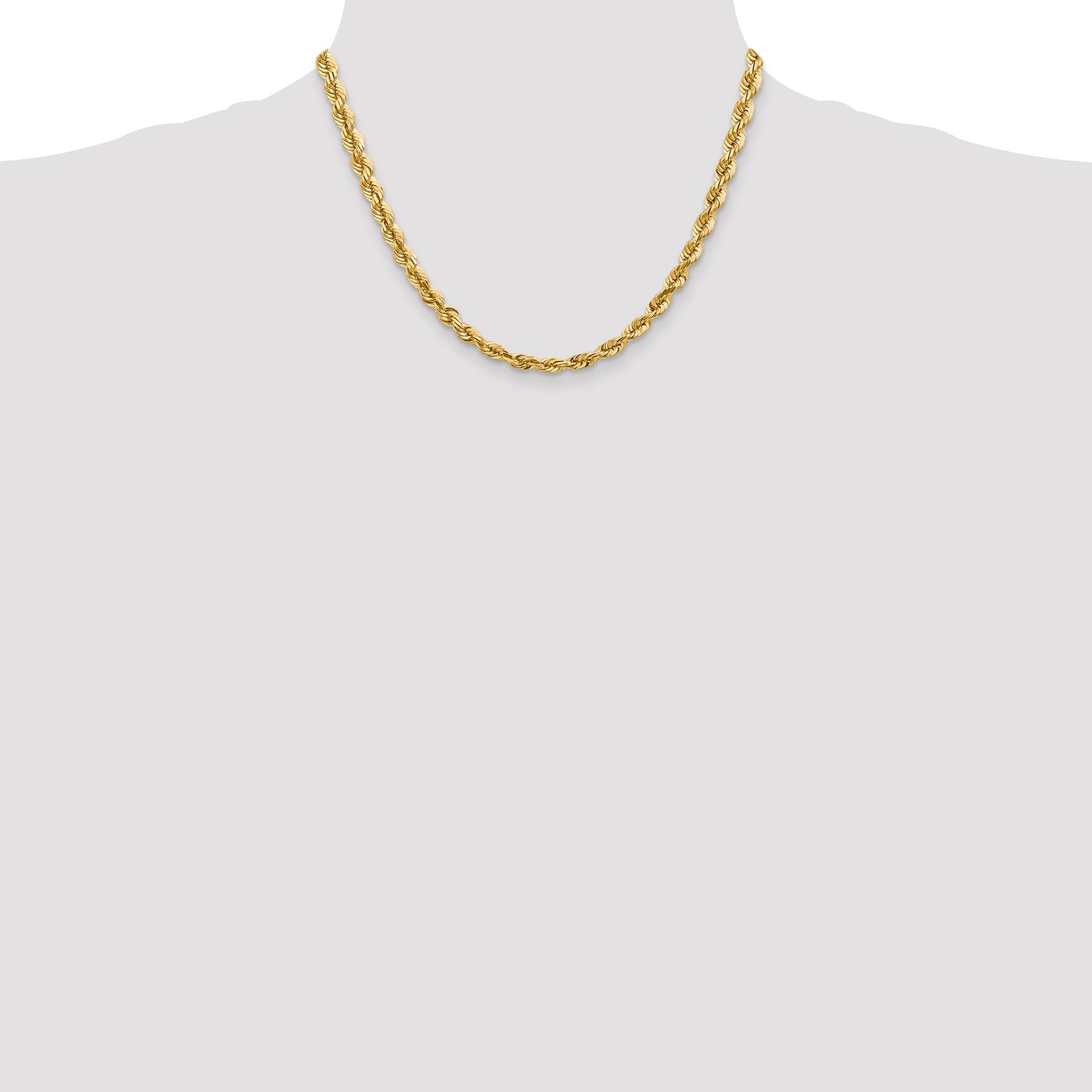 14K 18 inch 5.5mm Diamond-cut Rope with Fancy Lobster Clasp Chain