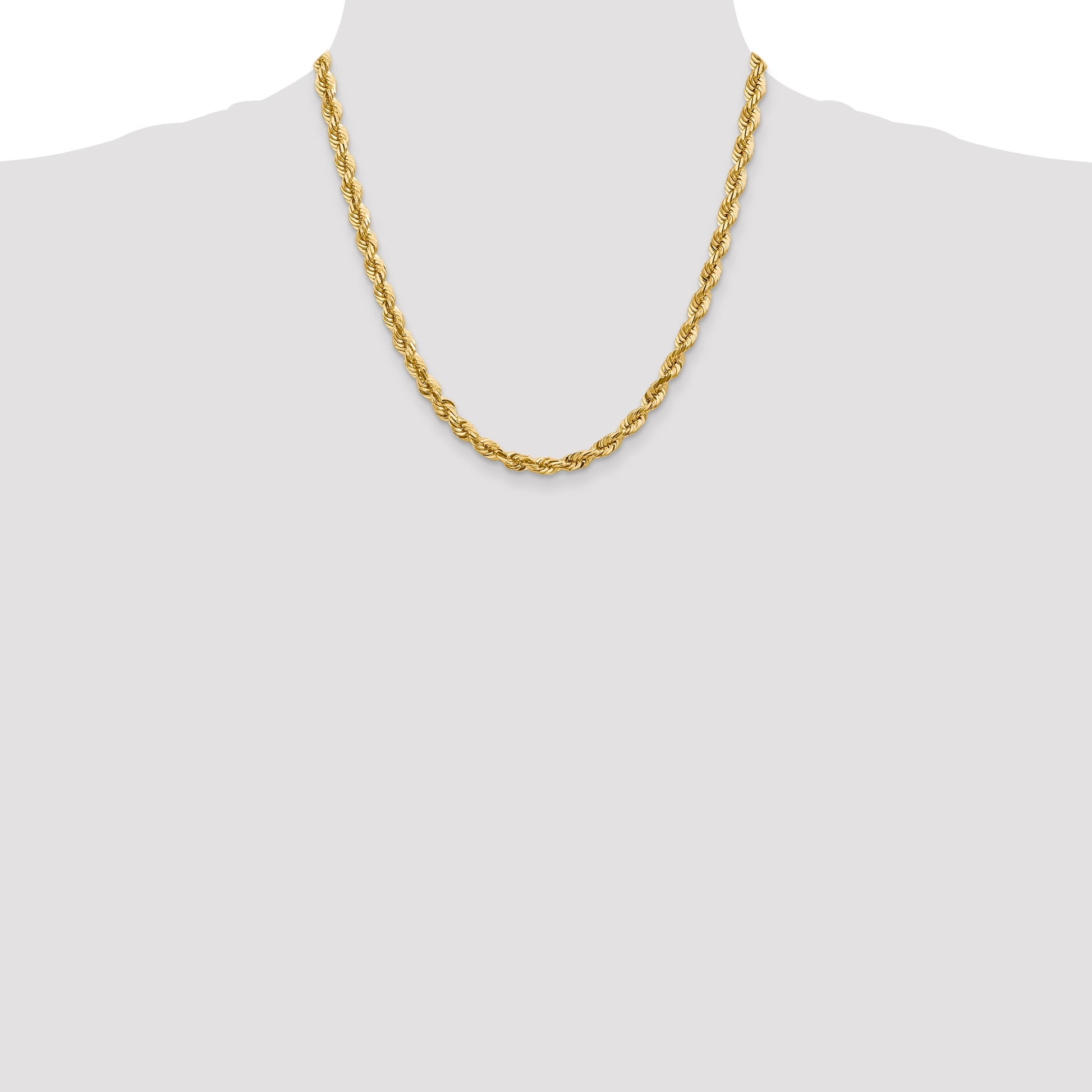 14K 20 inch 5.5mm Diamond-cut Rope with Fancy Lobster Clasp Chain