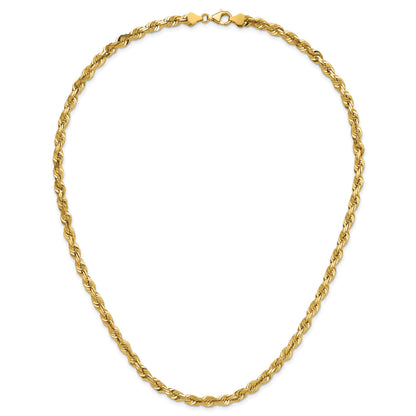 14K 22 inch 5.5mm Diamond-cut Rope with Fancy Lobster Clasp Chain
