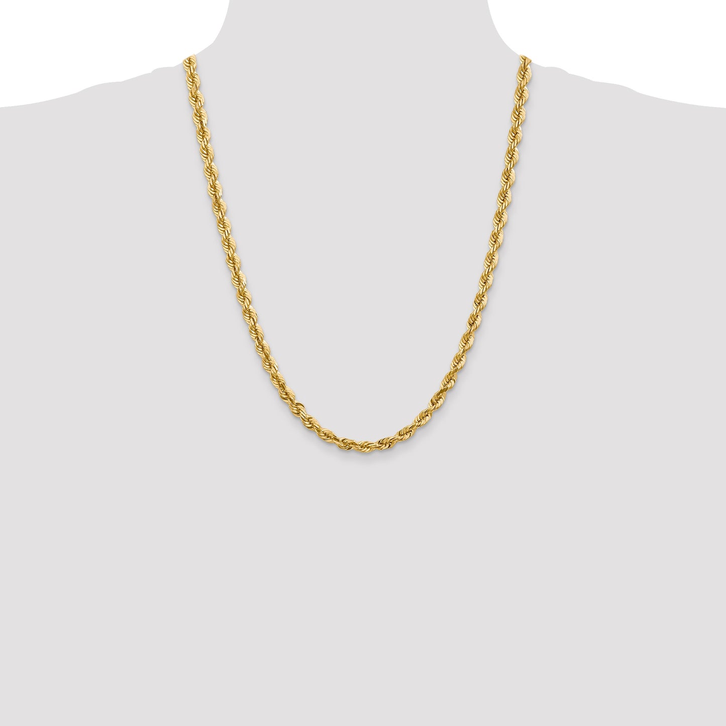 14K 24 inch 5.5mm Diamond-cut Rope with Fancy Lobster Clasp Chain