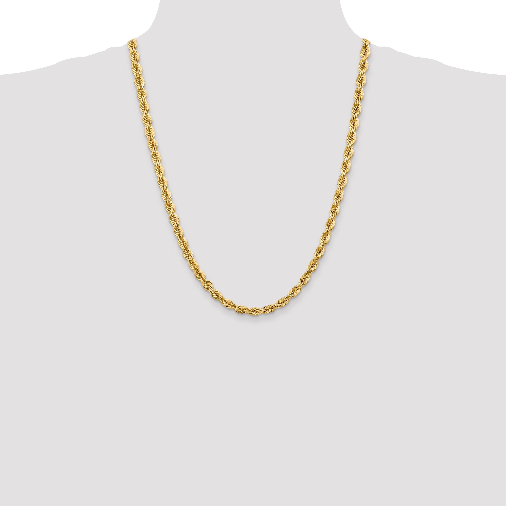14K 24 inch 5.5mm Diamond-cut Rope with Fancy Lobster Clasp Chain