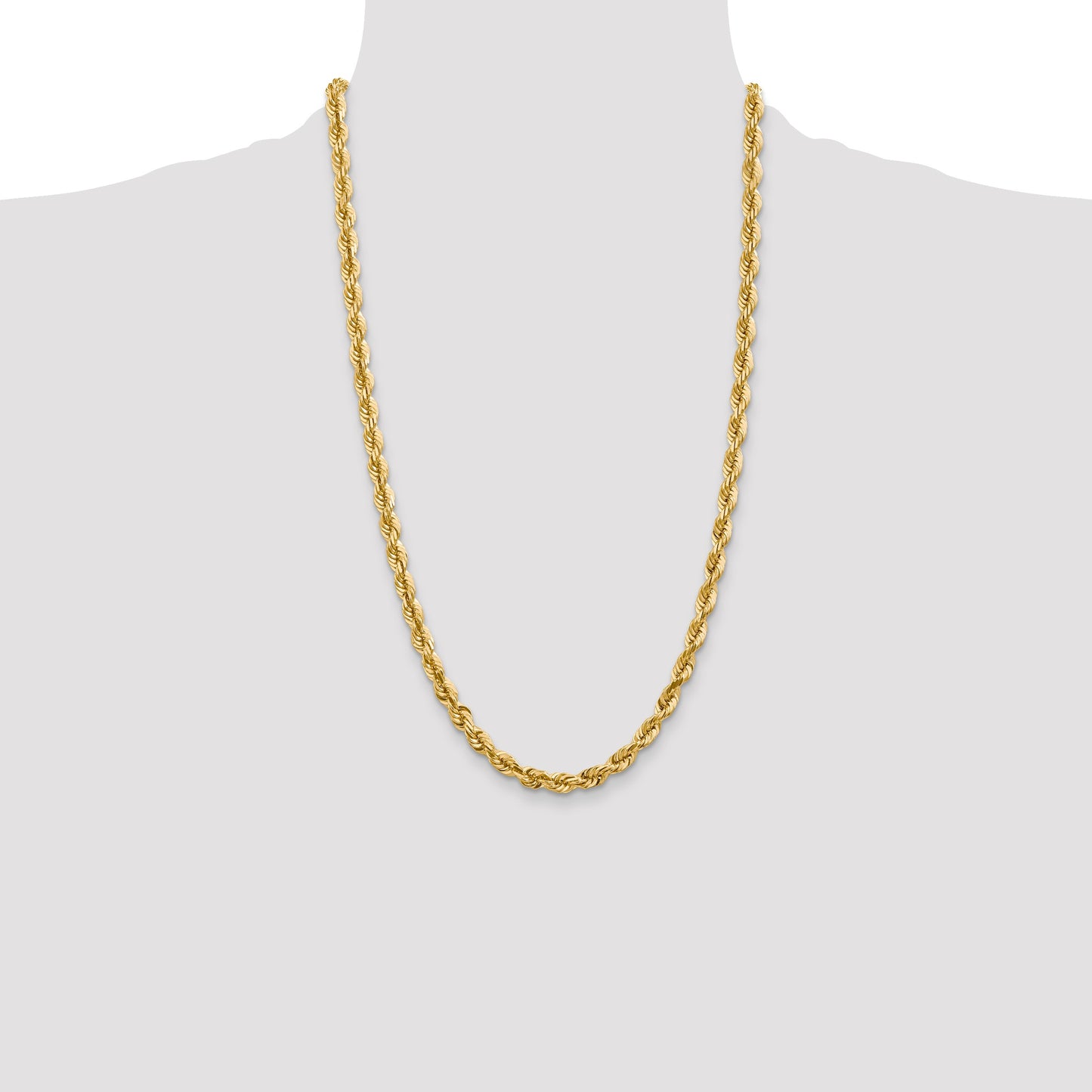 14K 26 inch 5.5mm Diamond-cut Rope with Fancy Lobster Clasp Chain