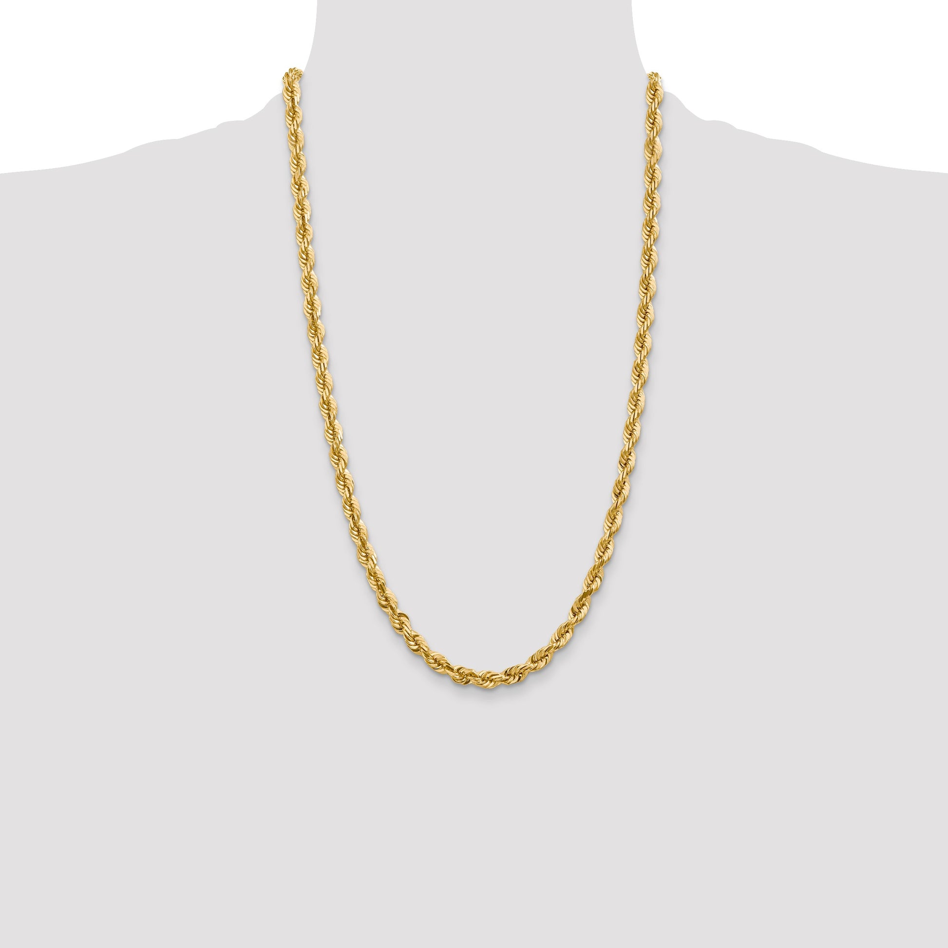 14K 26 inch 5.5mm Diamond-cut Rope with Fancy Lobster Clasp Chain