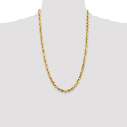14K 26 inch 5.5mm Diamond-cut Rope with Fancy Lobster Clasp Chain