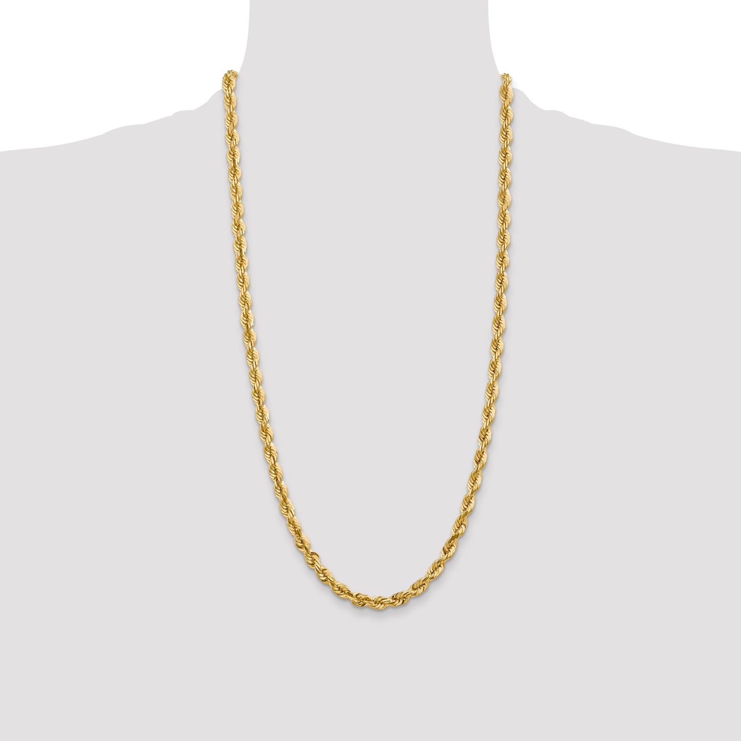 14K 28 inch 5.5mm Diamond-cut Rope with Fancy Lobster Clasp Chain