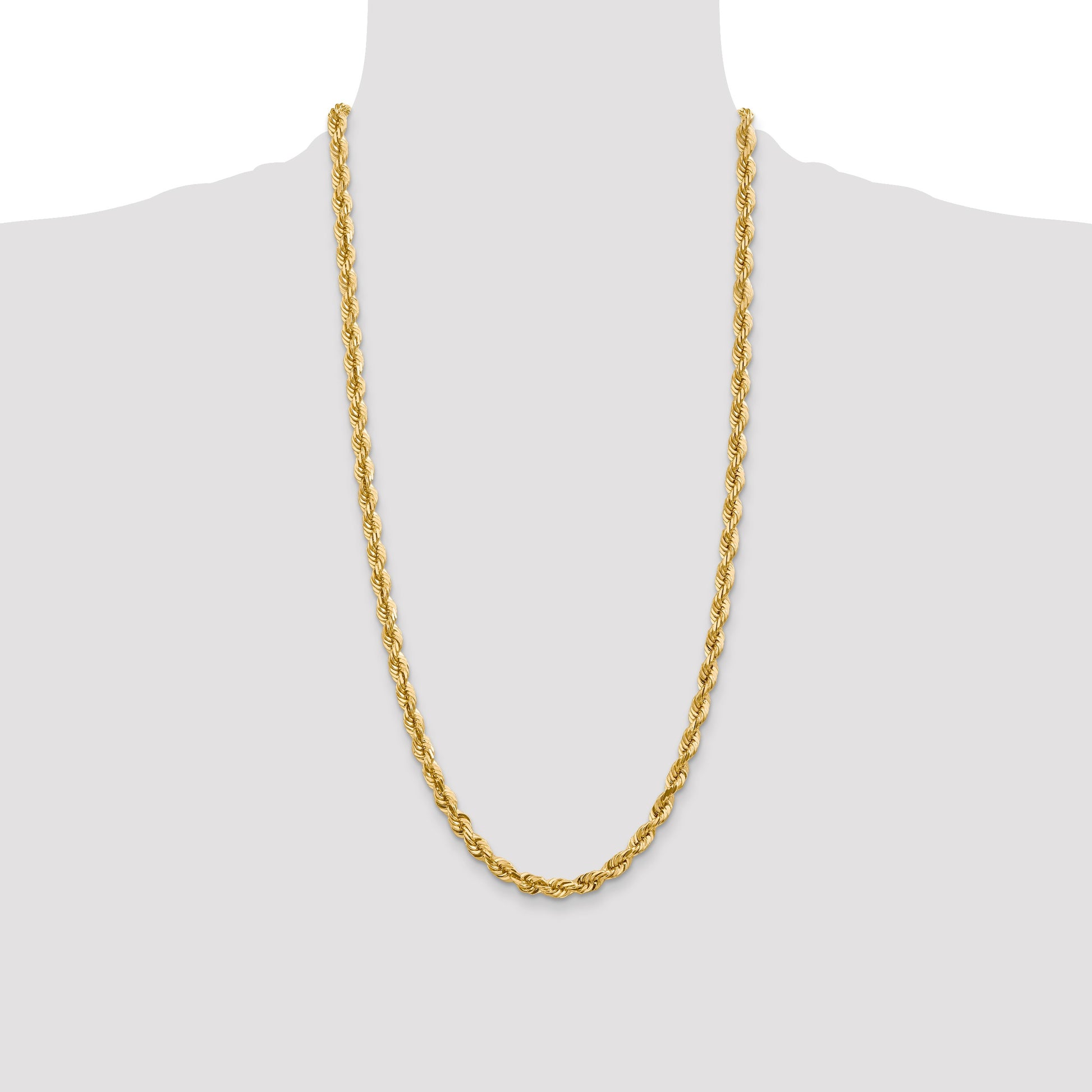 14K 28 inch 5.5mm Diamond-cut Rope with Fancy Lobster Clasp Chain