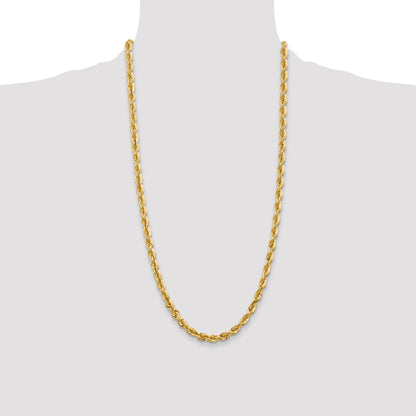14K 28 inch 5.5mm Diamond-cut Rope with Fancy Lobster Clasp Chain