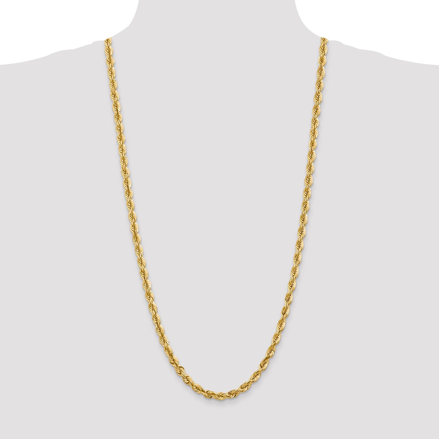 14K 30 inch 5.5mm Diamond-cut Rope with Fancy Lobster Clasp Chain