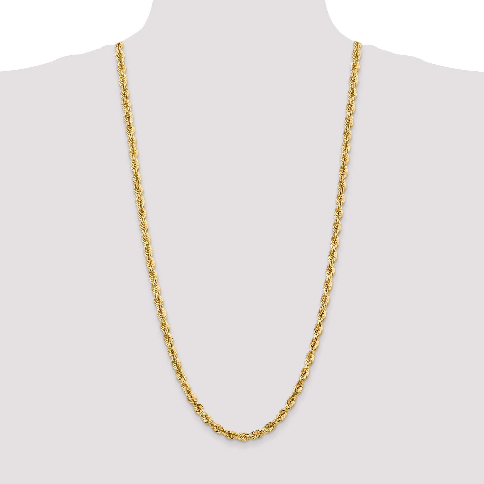 14K 30 inch 5.5mm Diamond-cut Rope with Fancy Lobster Clasp Chain