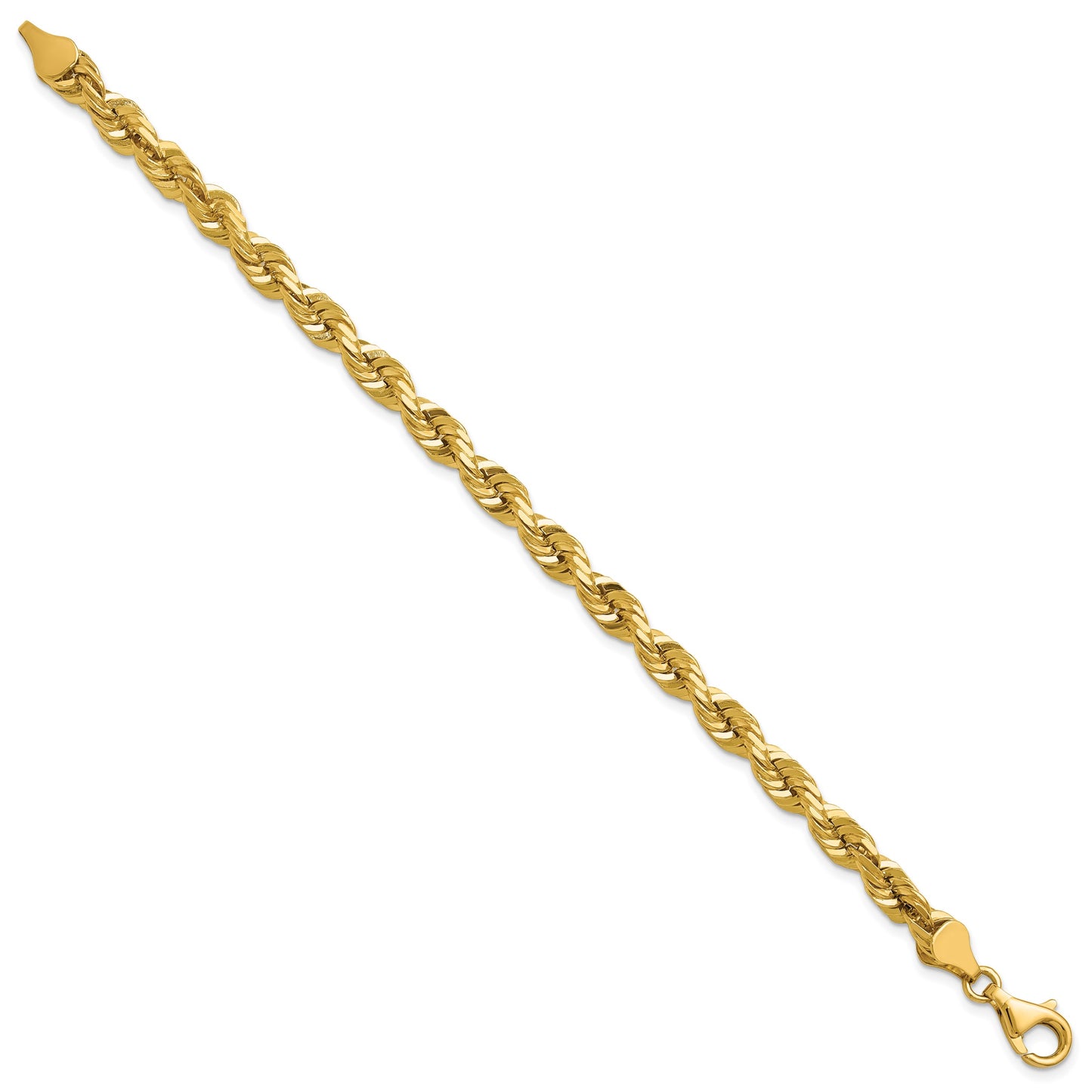 14K 8 inch 5.5mm Diamond-cut Rope with Fancy Lobster Clasp Chain