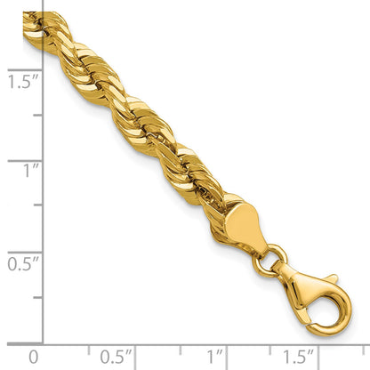 14K 8 inch 5.5mm Diamond-cut Rope with Fancy Lobster Clasp Chain