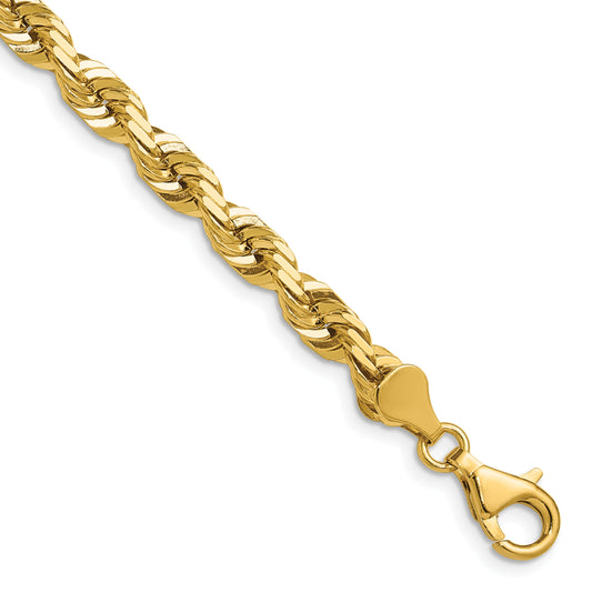 14K 20 inch 5.5mm Diamond-cut Rope with Fancy Lobster Clasp Chain
