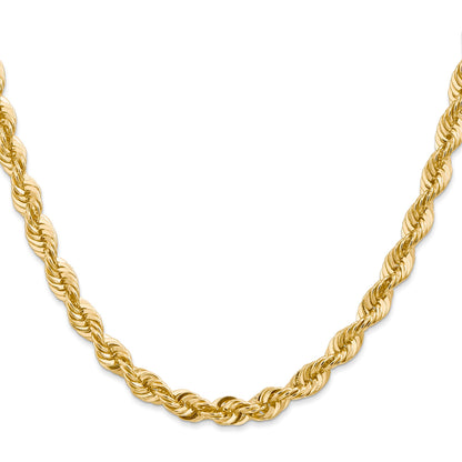 14K 30 inch 6mm Regular Rope with Fancy Lobster Clasp Chain