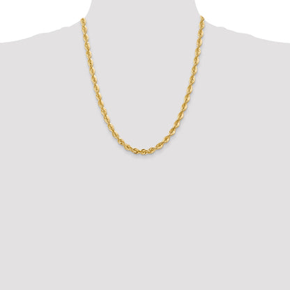 14K 22 inch 6mm Regular Rope with Lobster Clasp Chain
