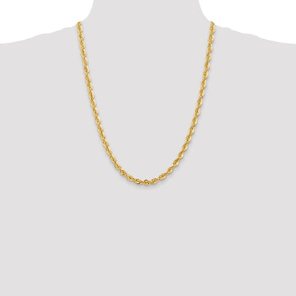 14K 24 inch 6mm Regular Rope with Fancy Lobster Clasp Chain