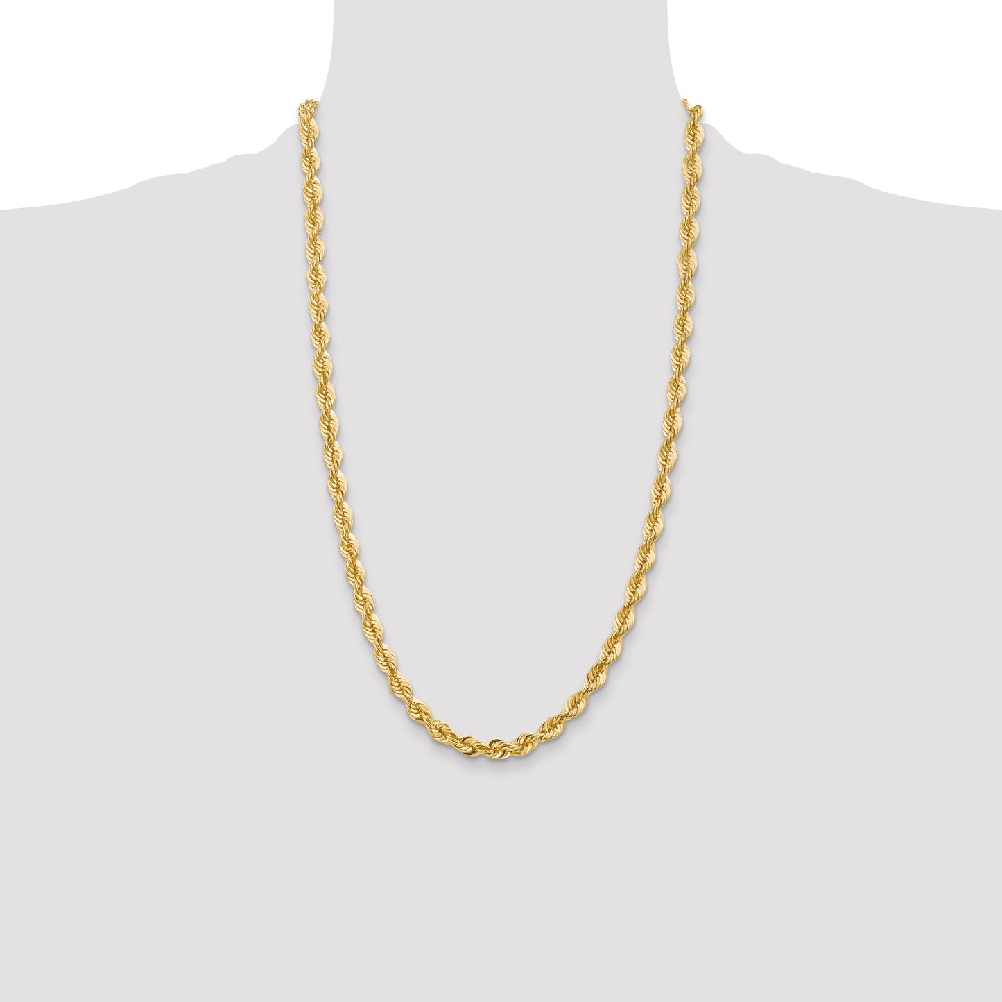 14K 26 inch 6mm Regular Rope with Fancy Lobster Clasp Chain