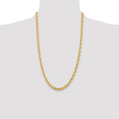 14K 26 inch 6mm Regular Rope with Fancy Lobster Clasp Chain