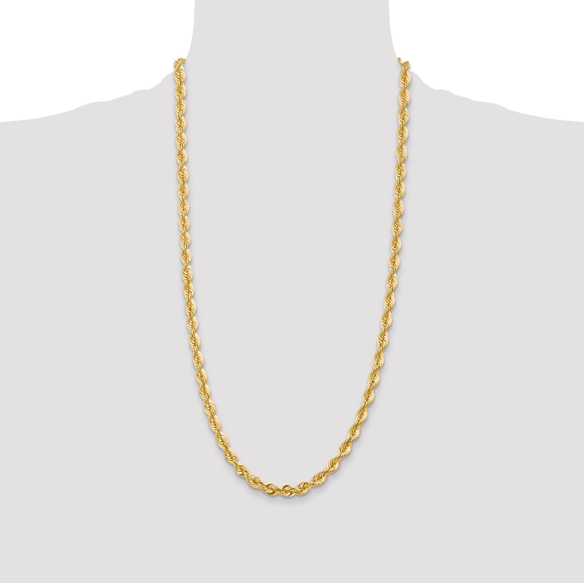 14K 28 inch 6mm Regular Rope with Fancy Lobster Clasp Chain