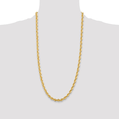 14K 28 inch 6mm Regular Rope with Fancy Lobster Clasp Chain