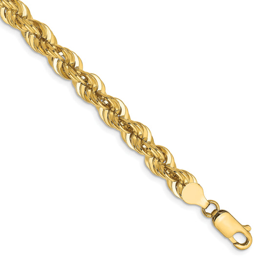 14K 8 inch 6mm Regular Rope with Fancy Lobster Clasp Chain