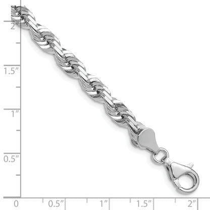 14K White Gold 24 inch 5.5mm Diamond-cut Rope with Lobster Clasp Chain