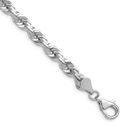 14K White Gold 22 inch 5.5mm Diamond-cut Rope with Lobster Clasp Chain