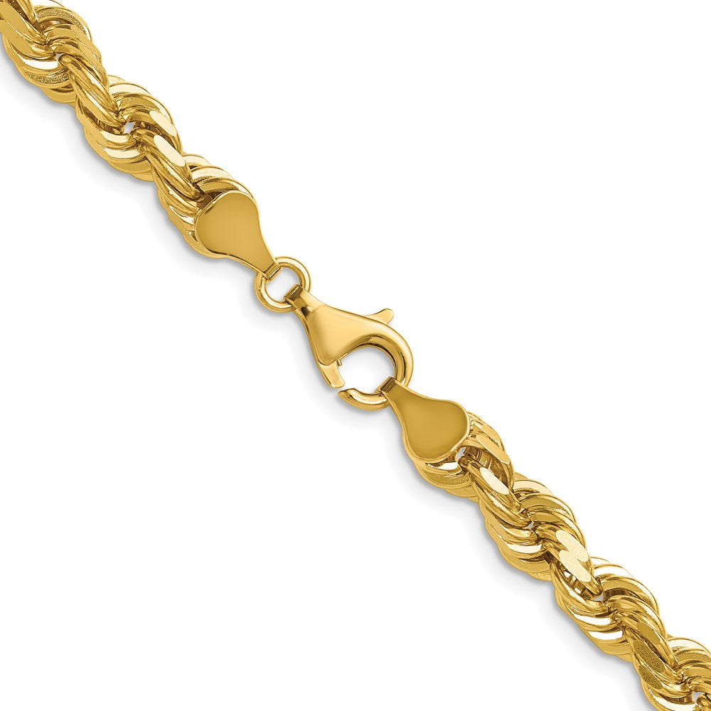 14K 22 inch 6.5mm Diamond-cut Rope with Fancy Lobster Clasp Chain