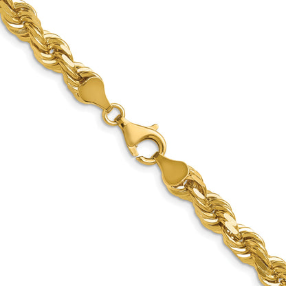 14K 26 inch 6.5mm Diamond-cut Rope with Fancy Lobster Clasp Chain