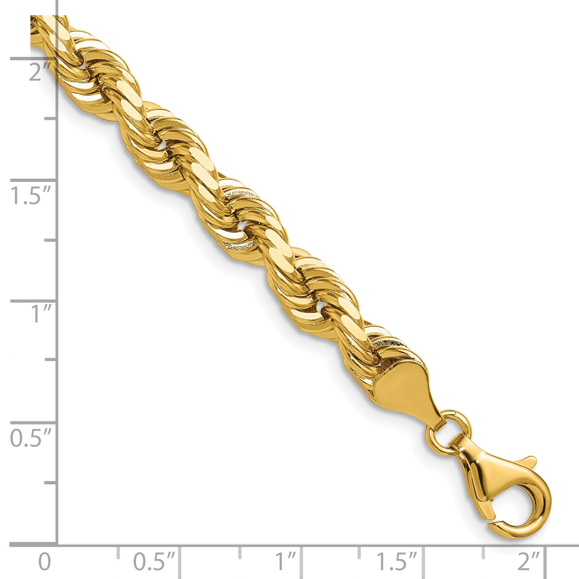 14K 22 inch 6.5mm Diamond-cut Rope with Fancy Lobster Clasp Chain