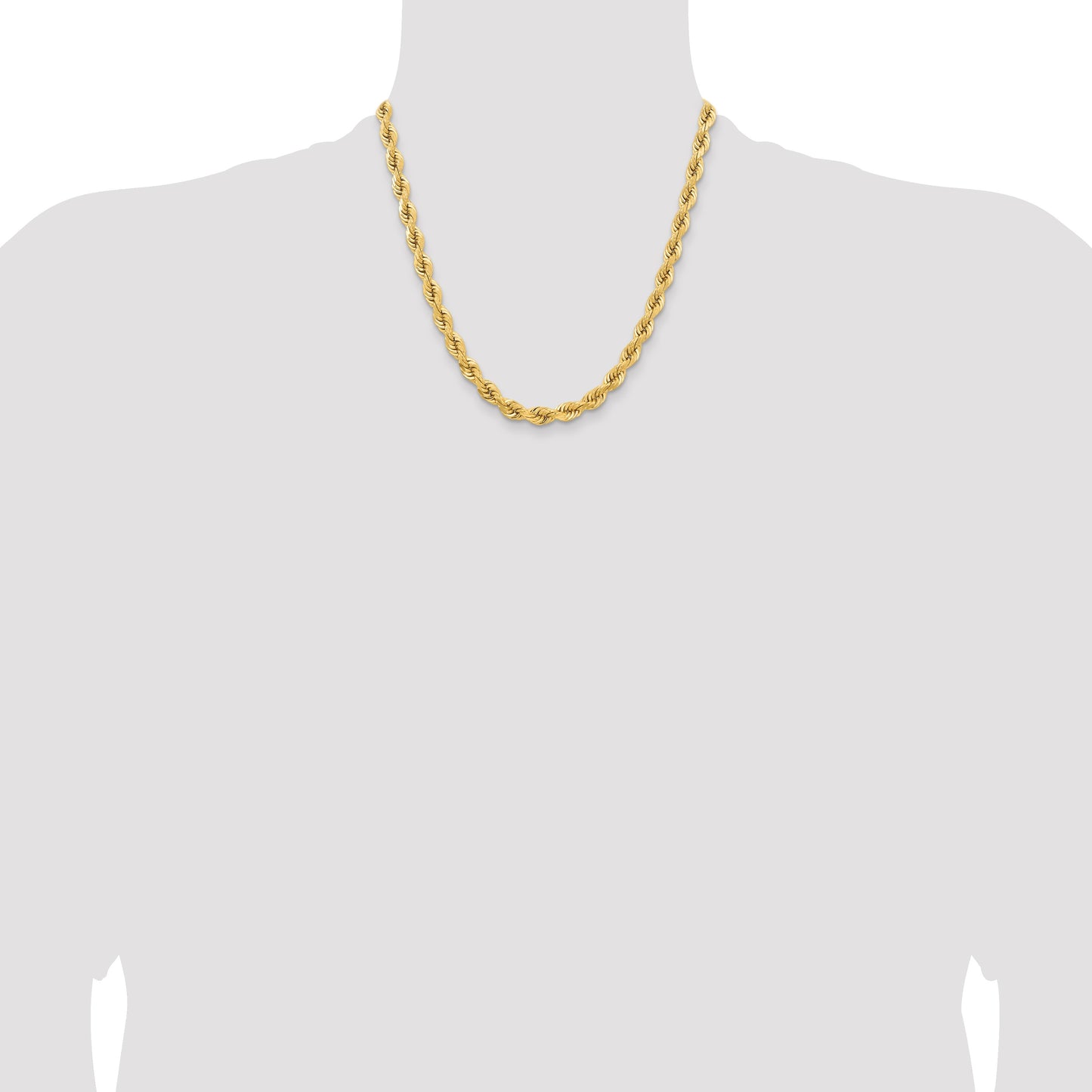 14K 20 inch 6.5mm Diamond-cut Rope with Fancy Lobster Clasp Chain