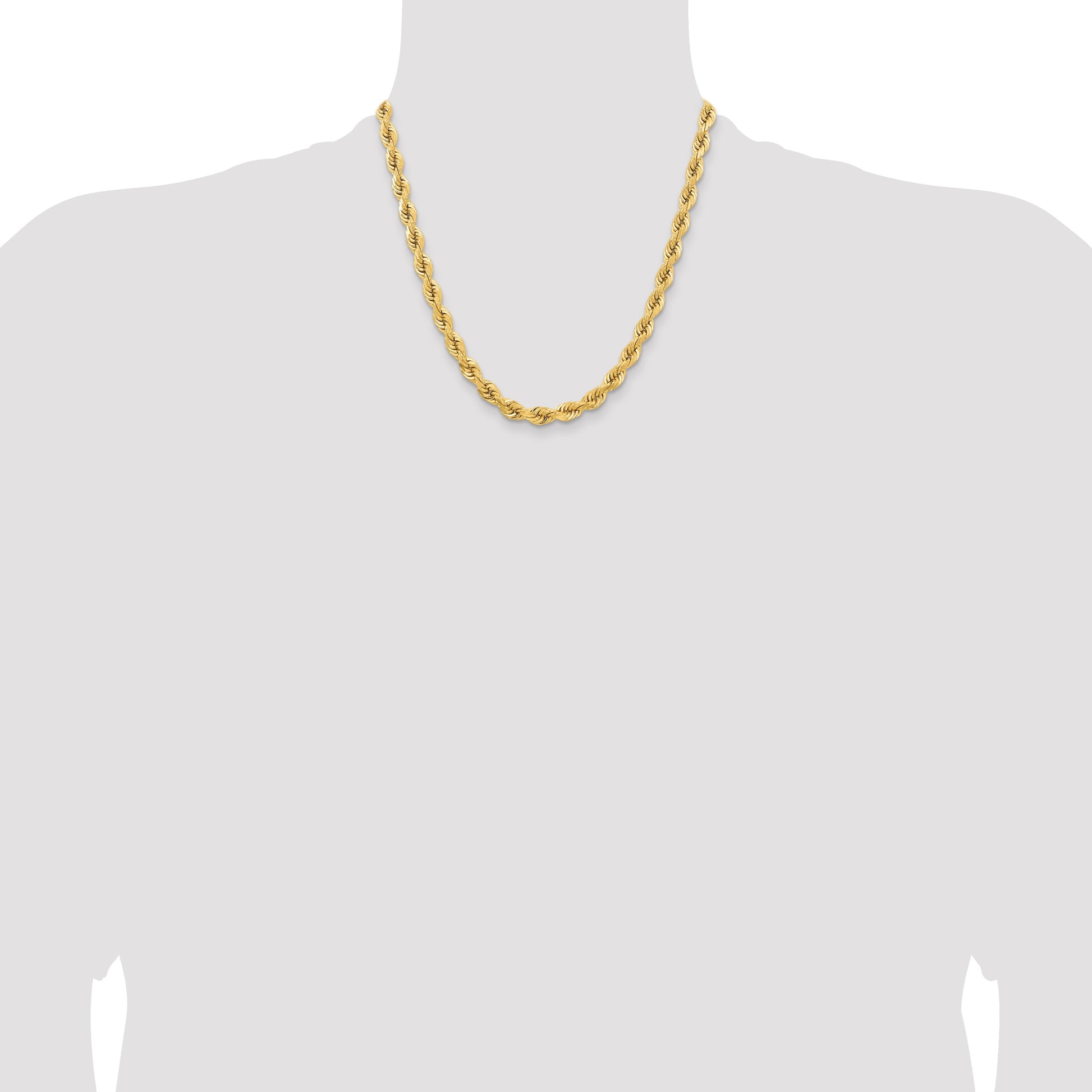 14K 20 inch 6.5mm Diamond-cut Rope with Fancy Lobster Clasp Chain