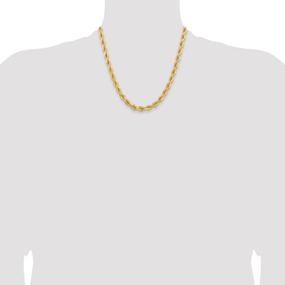 14K 20 inch 6.5mm Diamond-cut Rope with Fancy Lobster Clasp Chain