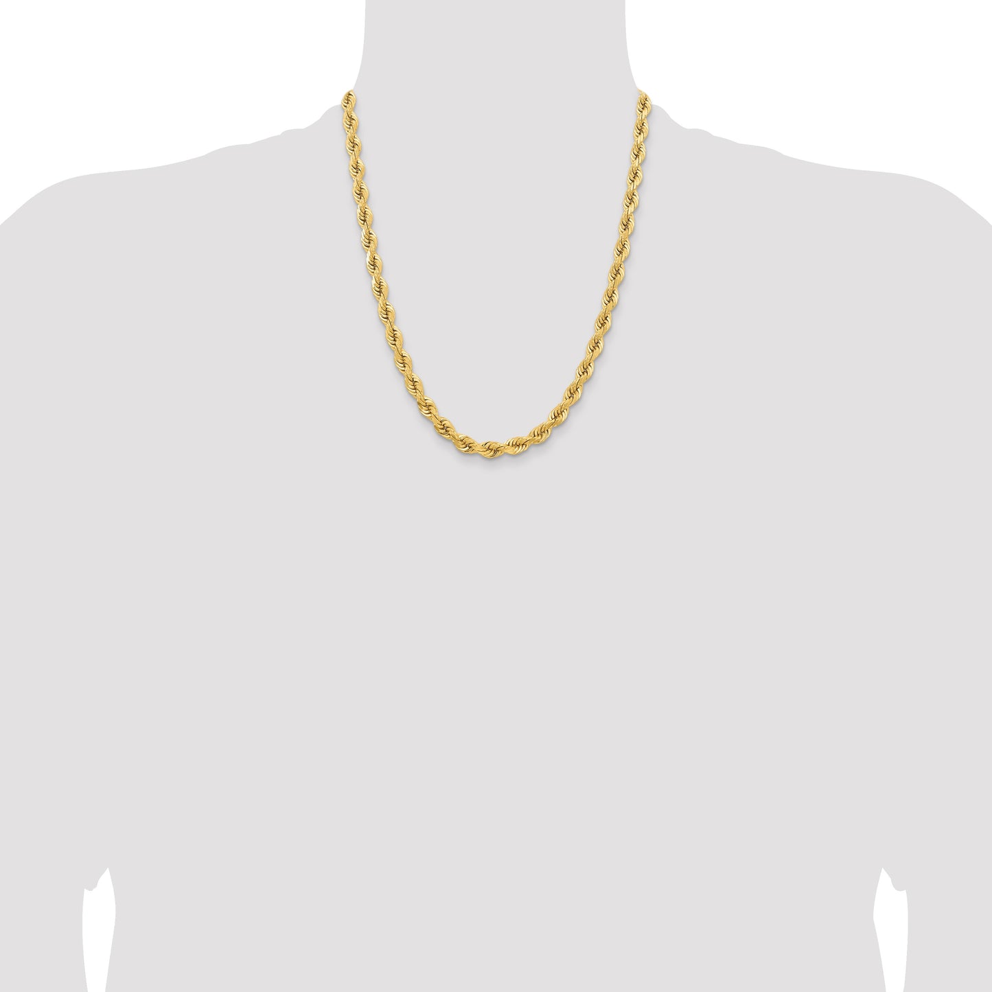 14K 22 inch 6.5mm Diamond-cut Rope with Fancy Lobster Clasp Chain