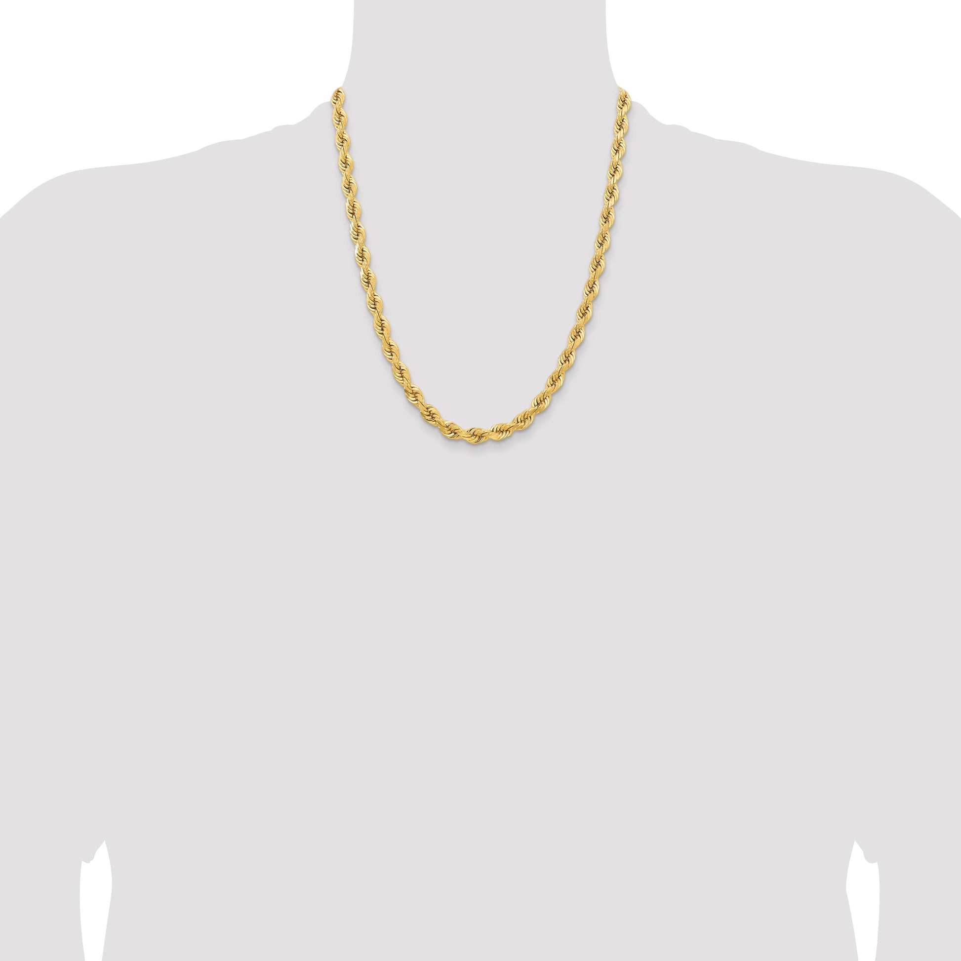 14K 22 inch 6.5mm Diamond-cut Rope with Fancy Lobster Clasp Chain