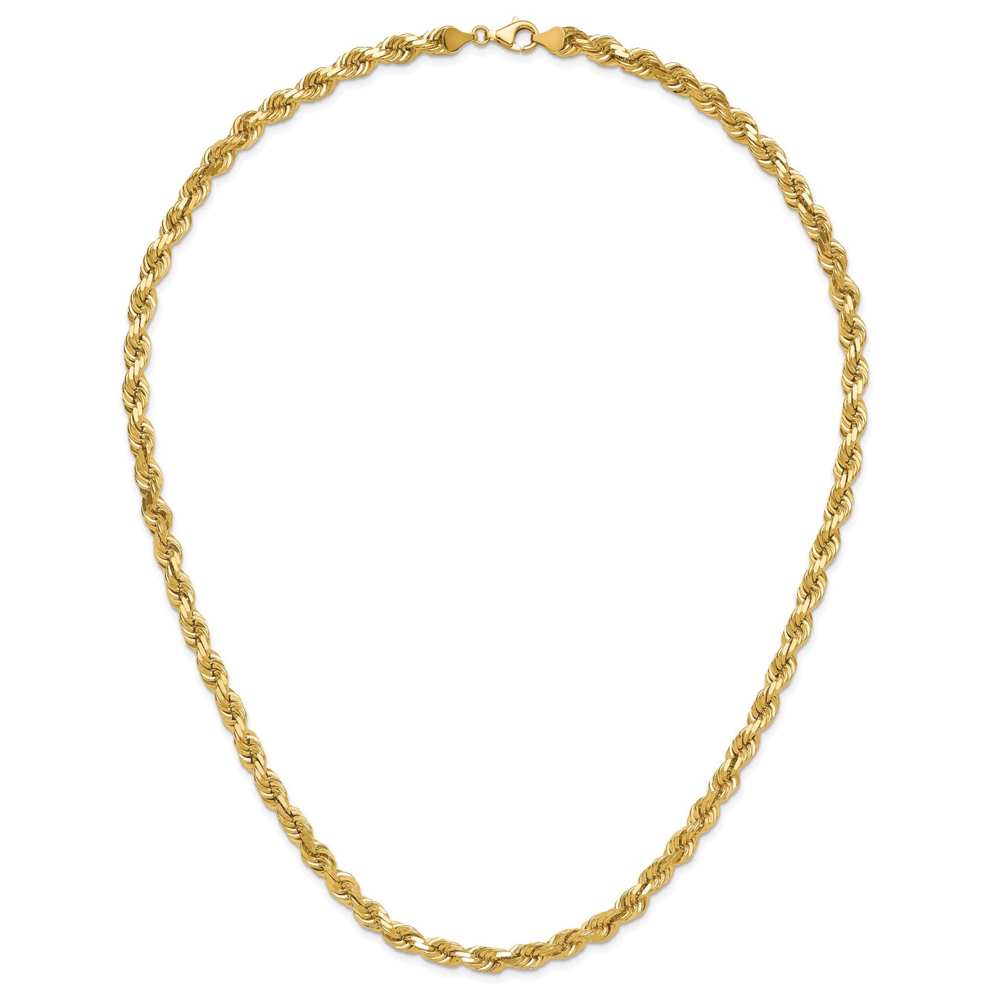 14K 24 inch 6.5mm Diamond-cut Rope with Fancy Lobster Clasp Chain