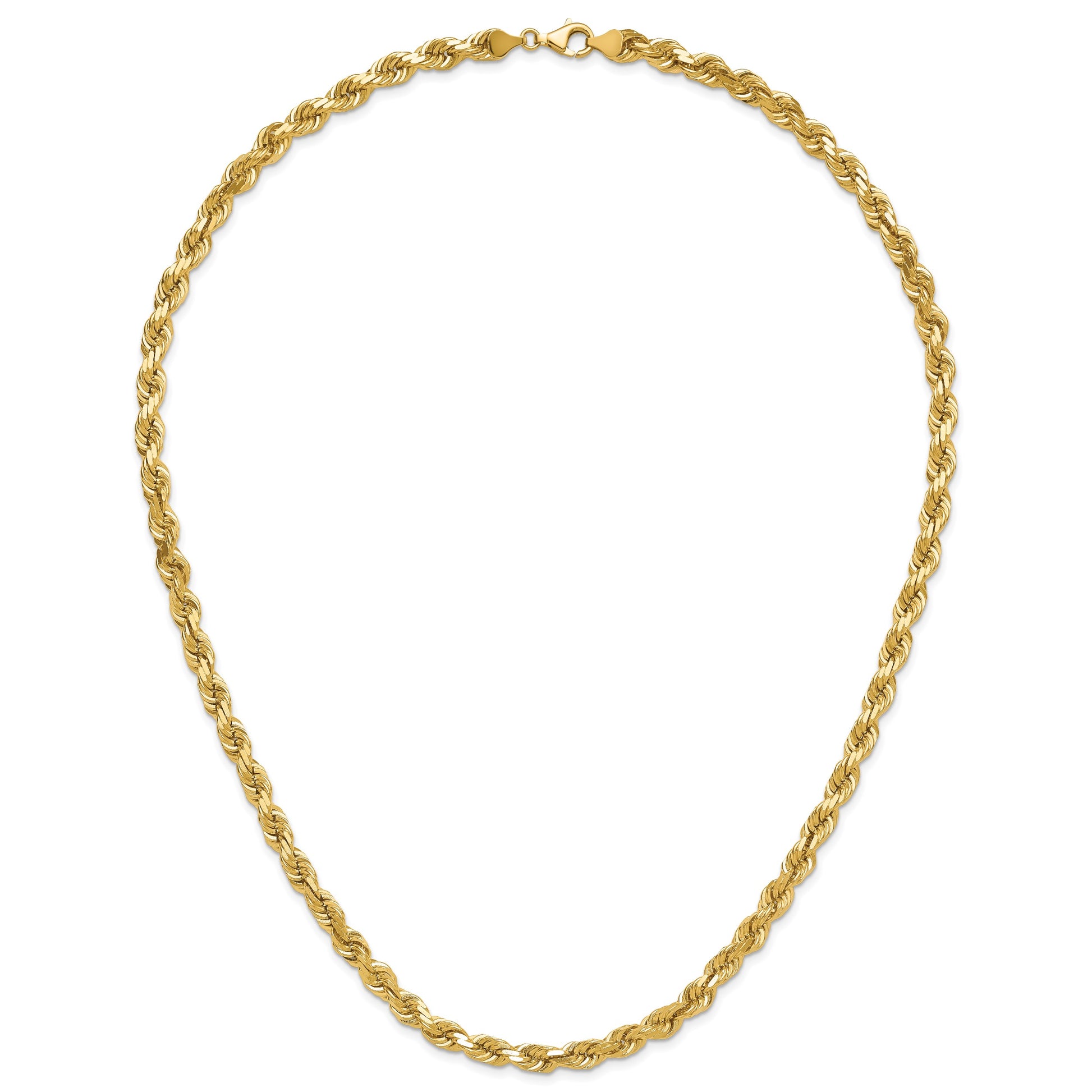 14K 24 inch 6.5mm Diamond-cut Rope with Fancy Lobster Clasp Chain