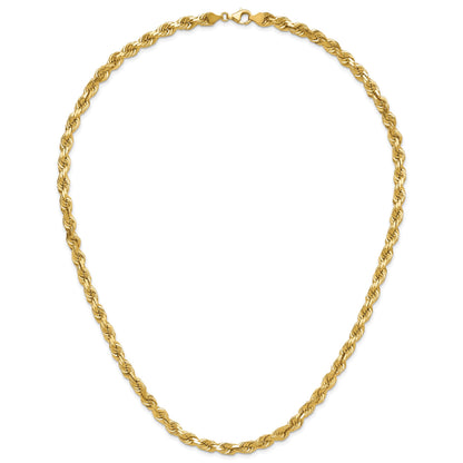 14K 24 inch 6.5mm Diamond-cut Rope with Fancy Lobster Clasp Chain