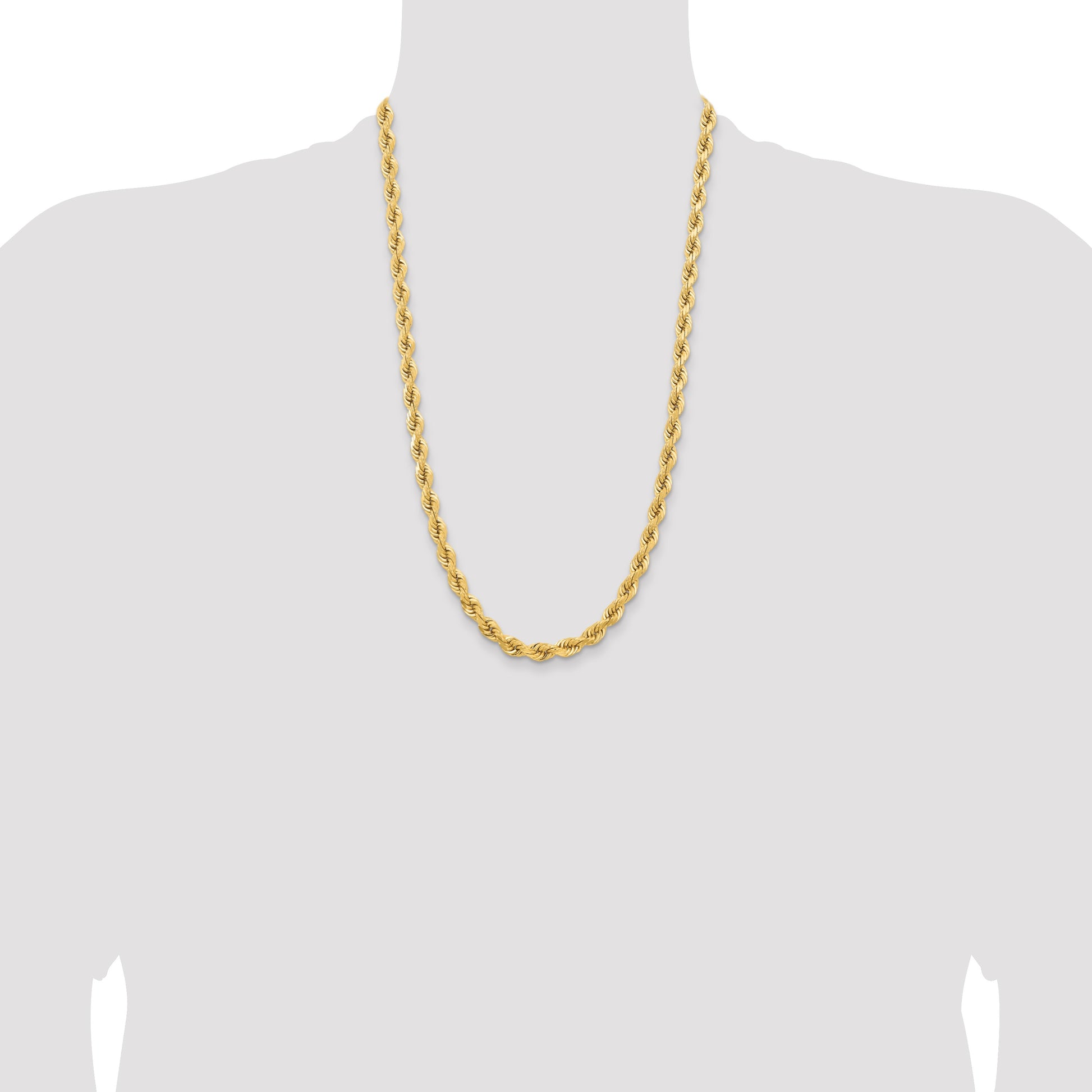 14K 26 inch 6.5mm Diamond-cut Rope with Fancy Lobster Clasp Chain