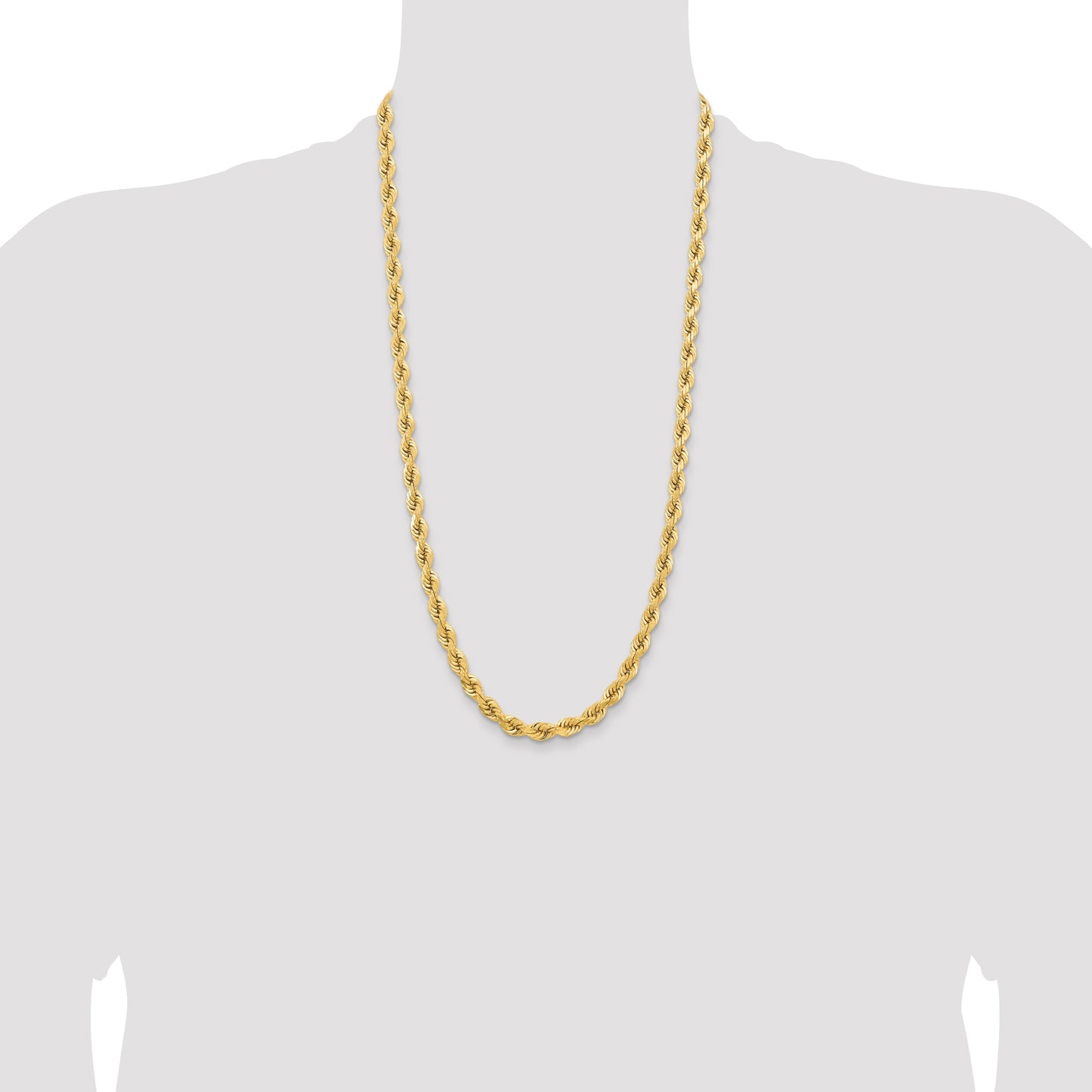 14K 28 inch 6.5mm Diamond-cut Rope with Fancy Lobster Clasp Chain