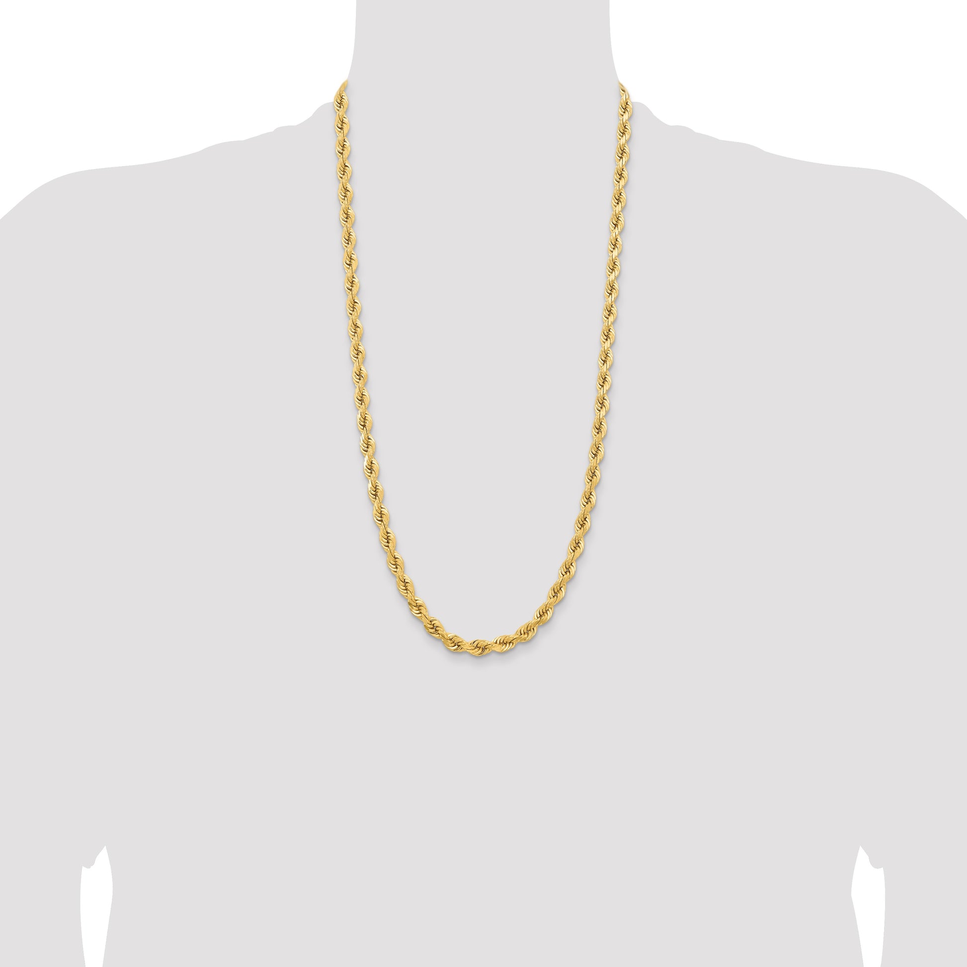 14K 28 inch 6.5mm Diamond-cut Rope with Fancy Lobster Clasp Chain